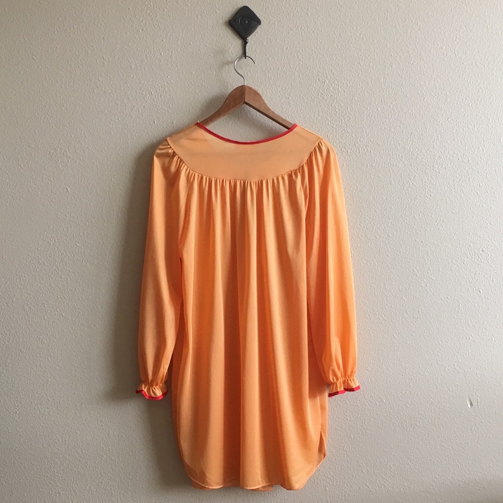Vintage 70s Tangerine Dream Nightgown with Red Accents - Picture 5 of 5